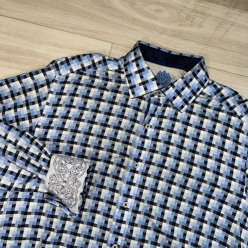 Robert Graham Mens Medium Plaid Flip Cuff Detail Long Sleeve Button Up Preppy